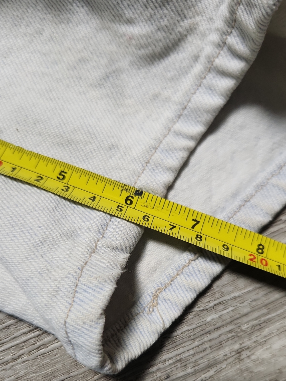 Lee White Denim Shorts with Tan Patch - Picture 8 of 11